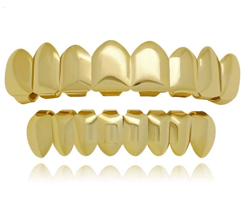 14K Gold Grillz 8 Teeth Fang Grillz Grillz Set ICY Grillz Etsy