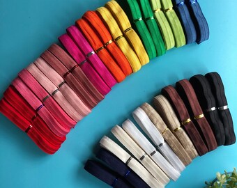 Grab Bag Printed Fold Over Elastic Stretch Foldover FOE Elastics for Hair Ties Headbands Multi,10 Yards 5//8 Fold Over Elastic-10 Yards- FOE