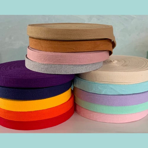 20 mm / 2cm or  4/5 inches cotton twill tape, herringbone ribbon, 100 % cotton, 5 yards