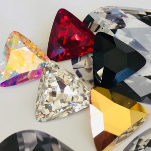 Vintage crystal 23mm Triangle by Swarovski, Art#4727, for setting, gluing , sew on , decorative stones, DIY projects