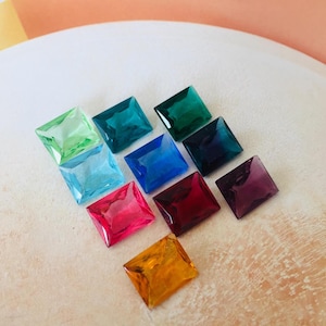 Pierre de verre vintage, forme baguette de 12/10 mm, sans revêtement, fabriquée en Tchécoslovaquie en 1980, pour des projets de décoration et de bijoux en sertissage et bricolage.