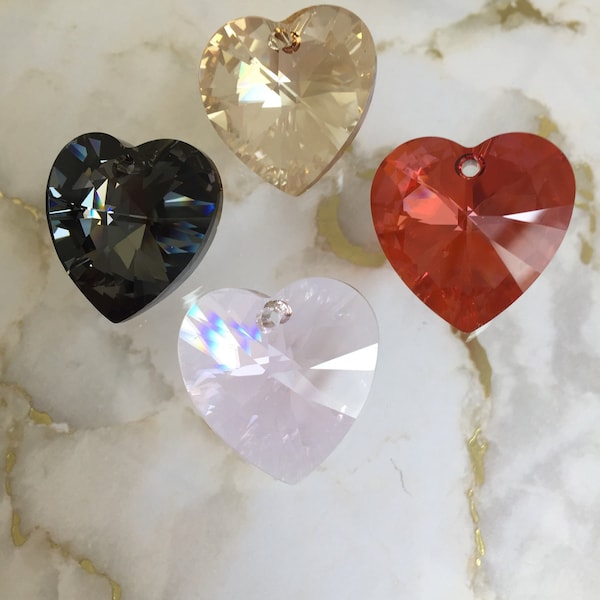 Swarovski 28mm & 14mm Xillion Heart crystal pendant drop, Article# 6228