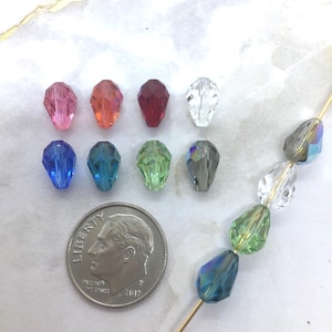 Swarovski 9/6mm teardrop crystal bead drop, Article # 5500, AB coatings,  beading, embellishments, drops, pendants, charms