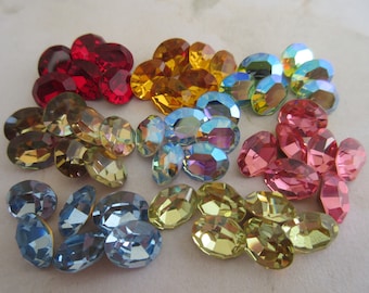 Vintage Swarovski crystal 10/8mm oval faceted stone, 6-24 pcs, Atr#286 or 4100, made 1950-60