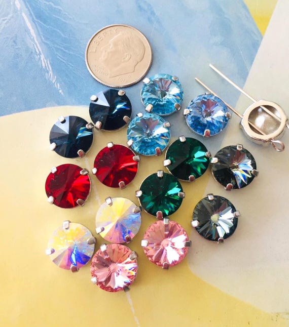 Swarovski SS47 Rivoli Crystal, in Settings, Art#1122, Sew On