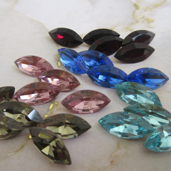 Preciosa crystal navette 15/7mm, various colors and quantities, setting available