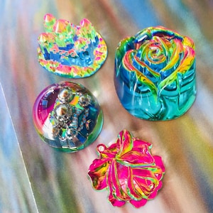 Fermacarte decorativo in vetro vintage, realizzato nella Germania occidentale intorno al 1970, colorazione arcobaleno Vitrail, effetti speciali, regalo, ornamento, decorazione