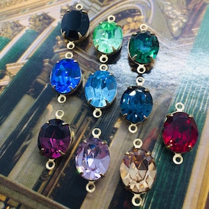 Swarovski Crystal Oval Drop Charm, Brass Setting, 12/10mm, 2-6 Piece Packs