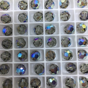 Perle ronde en cristal Swarovski 8 mm, art. 5000, revêtement AB, effets spéciaux, différentes couleurs, perles, gouttes, embellissements, accents Black Diamond AB