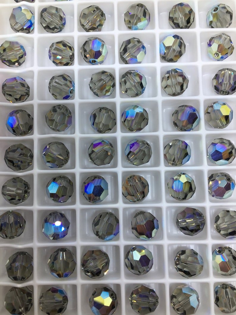 Perle ronde en cristal Swarovski 8 mm, art. 5000, revêtement AB, effets spéciaux, différentes couleurs, perles, gouttes, embellissements, accents Black Diamond AB