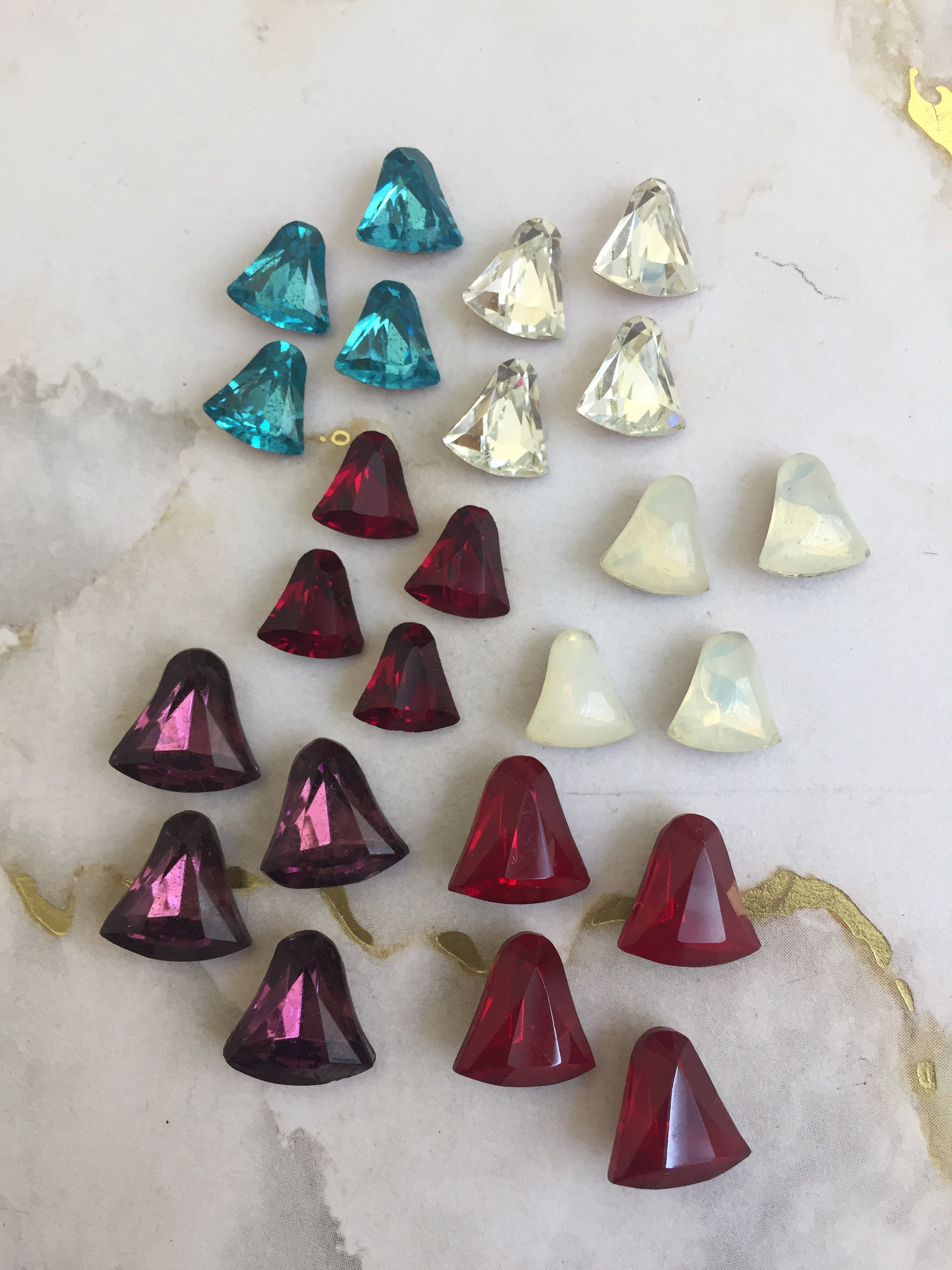 Vintage Swarovski and German bell-shape crystal, Article 51, 8&10mm, settings available, drops, charms, Christmas theme