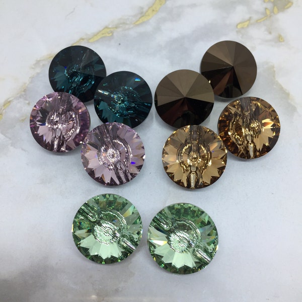 Swarovski buttons 16mm, crystal buttons, Article 3015 & 3016, various colors, sew-on, embellishments