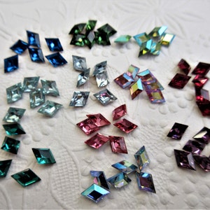 Colore 1-6 - Vintage Swarovski, Art.#4710 e 165, 12 pezzi di pietre di cristallo a forma di rombo diamantato da 8/5 mm, da incastonare, incollare, cucire.