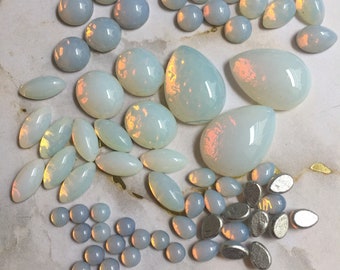 Vintage "TRU" Opals glass cabochons made in W. Germany in 1950's