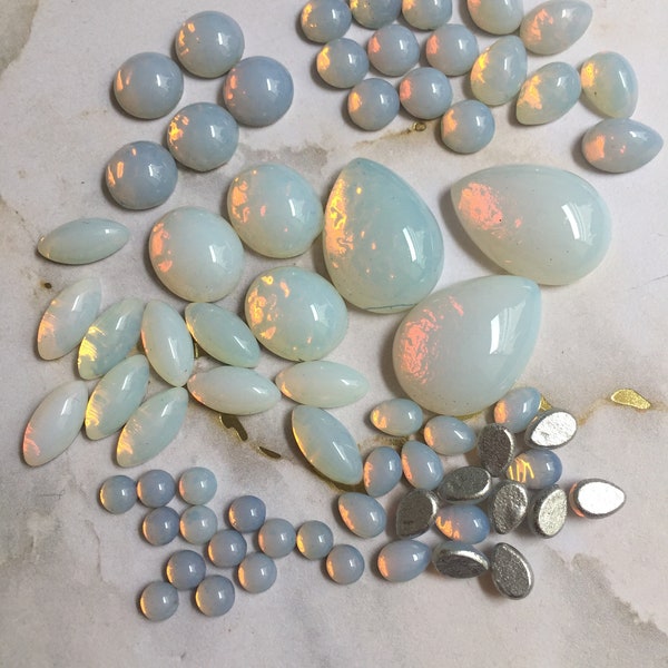 Vintage "TRU" Opals glass cabochons made in W. Germany in 1950's