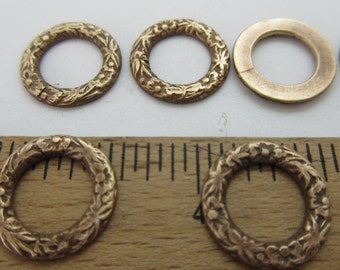 Antique 6pcs connector ring brass stamping