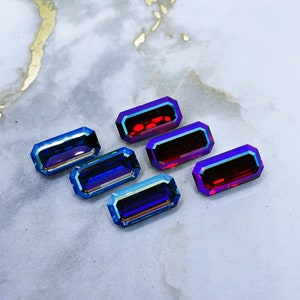 Very rare Swarovski  16/8mm octagon fancy crystal stone, Art.#176, AB coatings on colour.