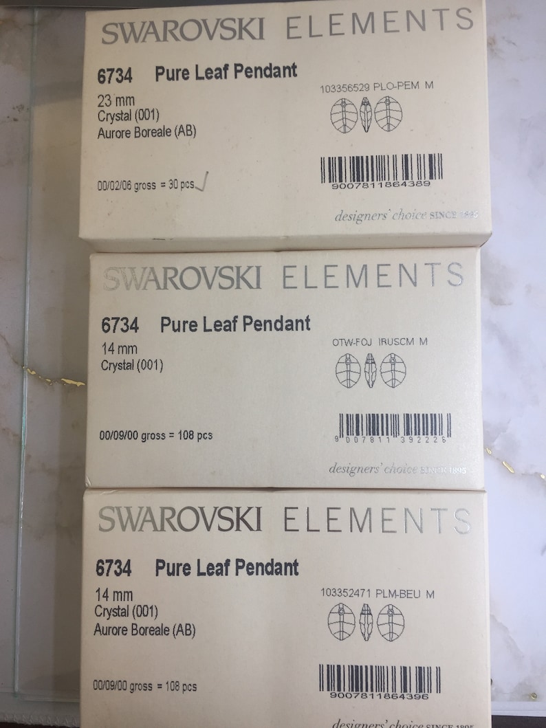 Swarovski Pure Leaf Crystal Pendant Drop, 23mm & 14mm, Art#6734 ...