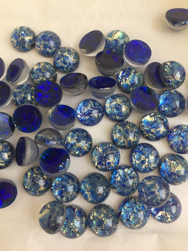 Vintage 10mm opal glass cabochon, made in West Germany and Czech Republic between 1950 and 1970; 6 colours sold in various quantities. image 8