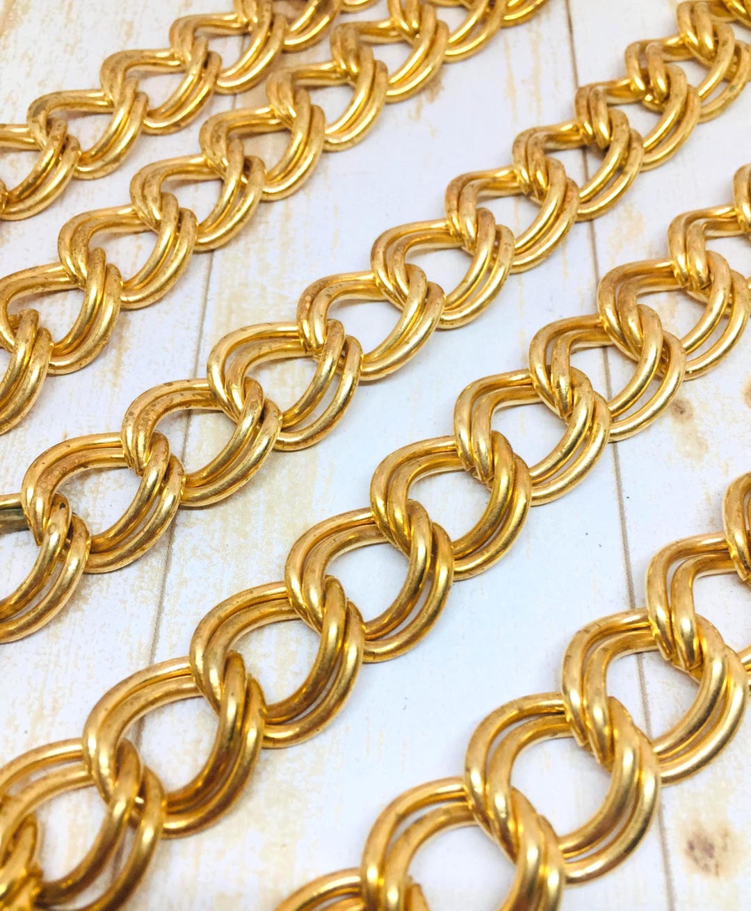 Double Link Brass Curb Chain, 16mm Wide, Made in USA, Jewellery and Bag ...