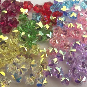 Crystal Flower bead 6mm by Swarovski, Art# 5744,  AB coated colors, various colors & quantities, for beading, decoration and jewelry making.