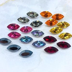 Piedra de cristal navette Swarovski vintage de 10/5 mm, artículo n.° 300 y 4200, colores raros, para engastar, pegar, coser y trabajar con arcilla y resinas.