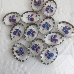 Vintage German glass intaglio with rose pendant drop, 14/10mm, 2-24pcs, made in Germany 1970&#39;s
