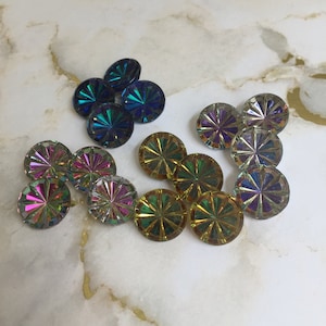 Cabochão de vidro em formato de cata-vento alemão vintage, 14 mm, 4 cores, várias quantidades