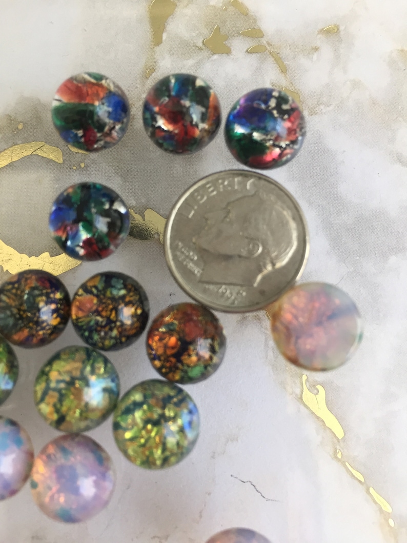 Vintage 10mm opal glass cabochon, made in West Germany and Czech Republic between 1950 and 1970; 6 colours sold in various quantities. image 4
