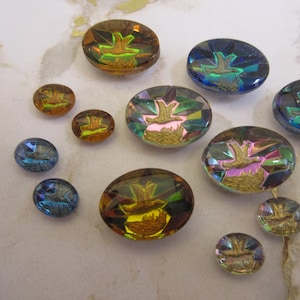 Pierre de verre taille-douce vintage, sculpté à l'envers, motif d'oiseau, 20/15 et 10/8, quantités variables, fabriqué en Allemagne de l'Ouest dans les années 1970