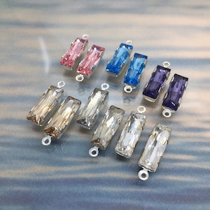スワロフスキークリスタル プリンセス バゲット ドロップ、シルバーメッキセッティングのペンダント、品番 4547、15/5 mm。