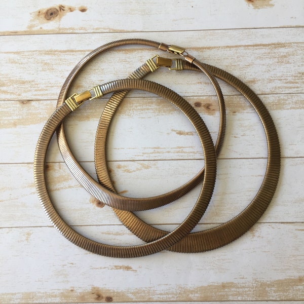 Vintage brass collar necklace, raw pure brass, ready made, 16-16.5", sold individually, DIY.
