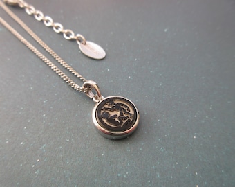 GEMINI vintage glass zodiac pendant