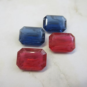 Vintage Oostenrijks defect kwartsglazen doublet, 2 stuks, 18/13 mm achthoek