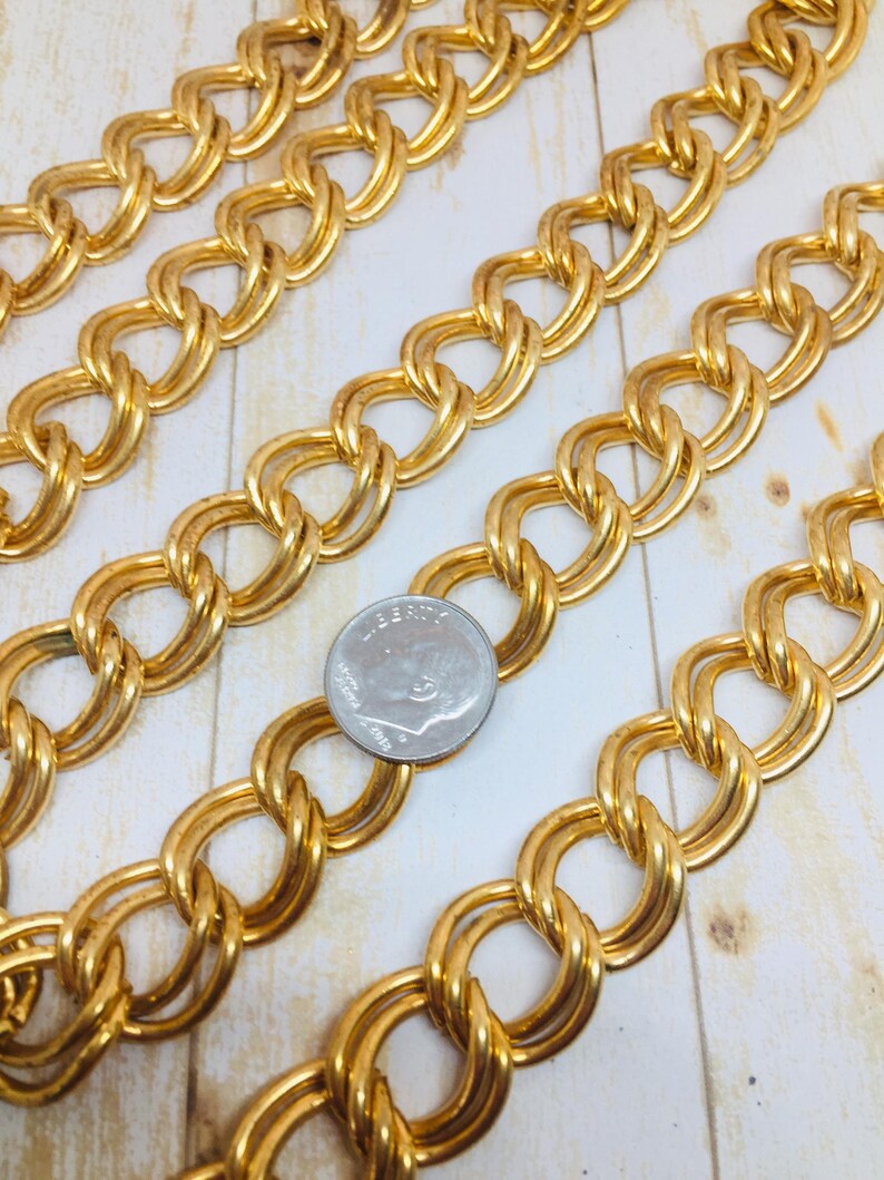 Double Link Brass Curb Chain, 16mm Wide, Made in USA, Jewellery and Bag ...