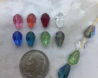 Swarovski 9/6mm teardrop crystal bead drop, Article # 5500, AB coatings,  beading, embellishments, drops, pendants, charms