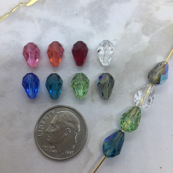 Swarovski 9/6mm teardrop crystal bead drop, Article # 5500, AB coatings,  beading, embellishments, drops, pendants, charms