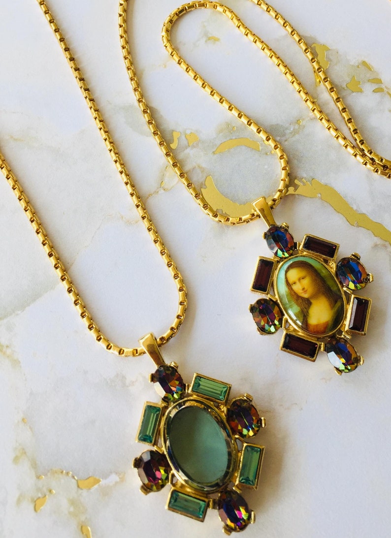 Pendant Necklace Made With Vintage Stones, Victorian Look, Hand Made