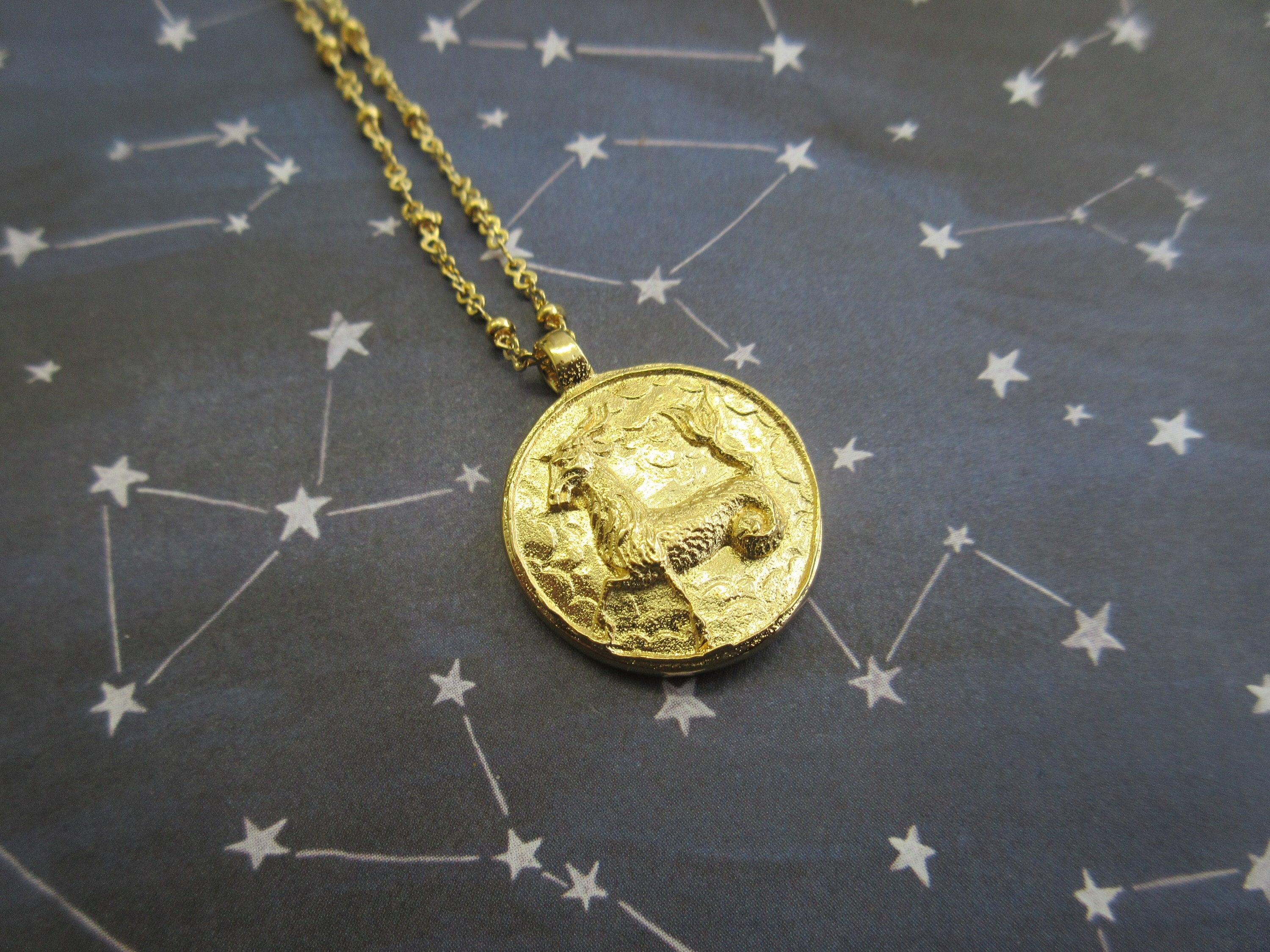 ヴィンテージ山羊座の星座コインメダリオンペンダント - Etsy 日本