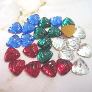 Vintage Swarovski textured glass cabochon triangle, 10mm, 6pcs,  Art#2793, made 1970-80's