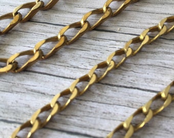 Vintage Brass Open Link Chain, USA Made, DIY Jewelry