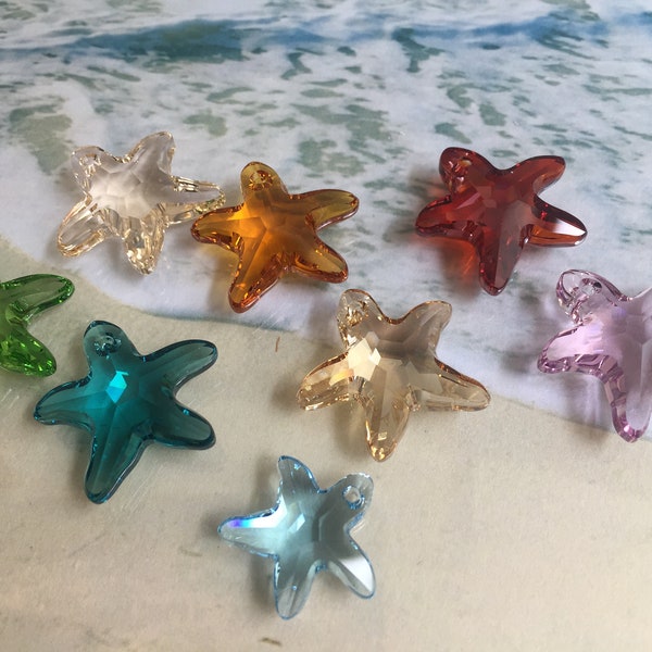 Swarovski Starfish crystal pendant, 16-28mm, Art# 6721, various colors, sold individually