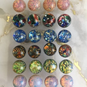 Vintage 10mm opal glass cabochon, made in West Germany and Czech Republic between 1950 and 1970; 6 colours sold in various quantities. image 2