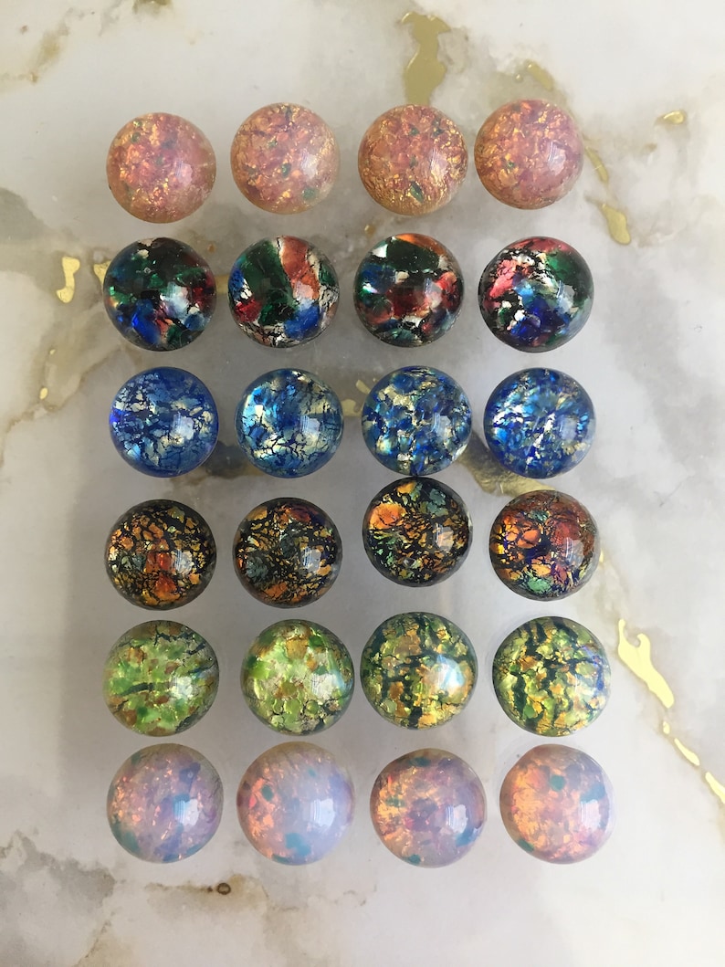 Vintage 10mm opal glass cabochon, made in West Germany and Czech Republic between 1950 and 1970; 6 colours sold in various quantities. image 2