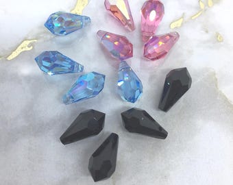 Teardrop Swarovski Crystal Pendants, Art #6000,  13/6.5mm (4-12pcs)