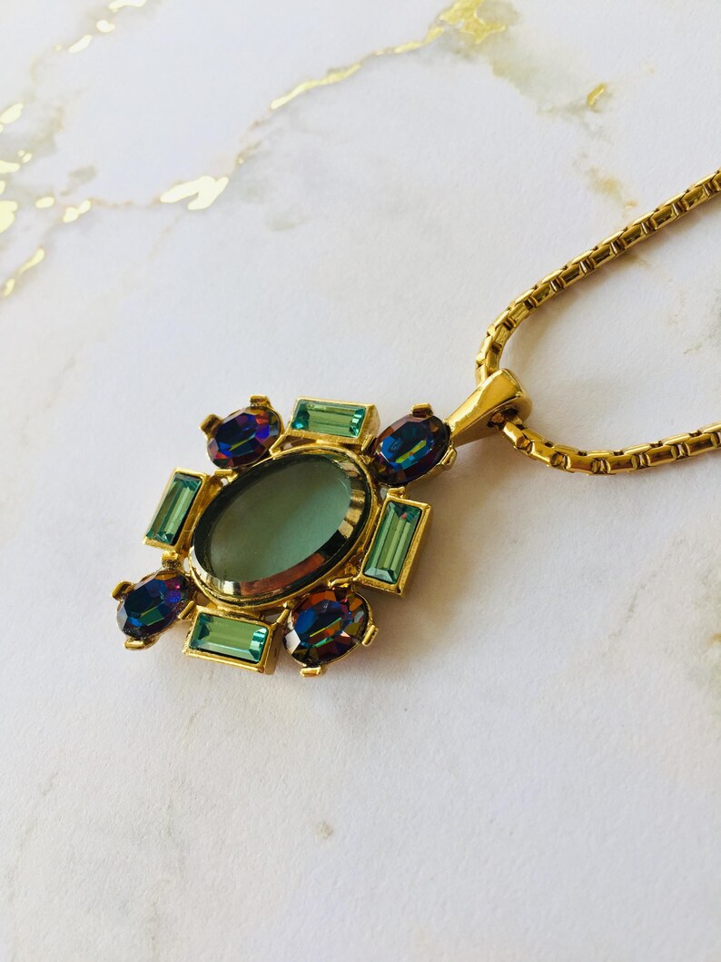 Pendant Necklace Made With Vintage Stones, Victorian Look, Hand Made