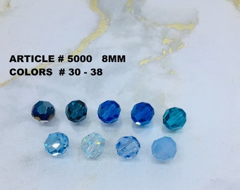 Perle ronde en cristal Swarovski 8 mm, réf. 5000, couleurs variées, perles, gouttes, embellissements, accents.