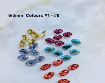 Swarovski 6/3mm vintage crystal navette, Art.#4200, 9 colors, for gluing, setting, clay and resin work.