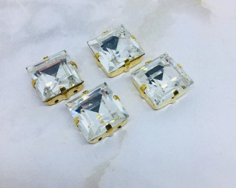 Vintage Swarovski 12mm crystal Square, Art#4400, sew-on, solder, glue. Decoration, embellishment, ornament.