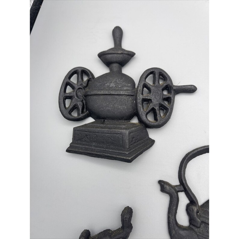 Vintage Set of 6 Black Cast Iron Kitchen Wall Hanging Decor Etsy